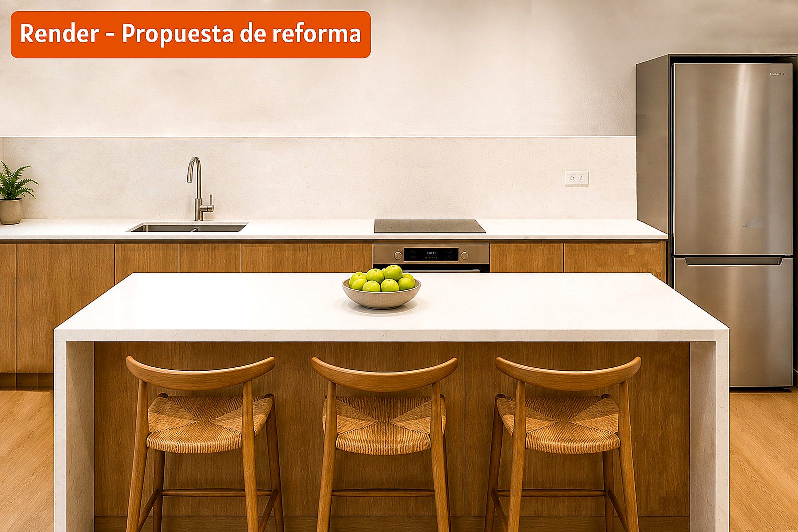 Render de propuesta de reforma de la cocina